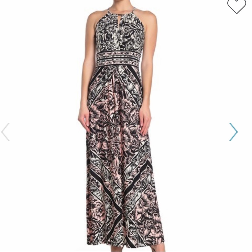 London Times dress floral print maxi sleeveless 8